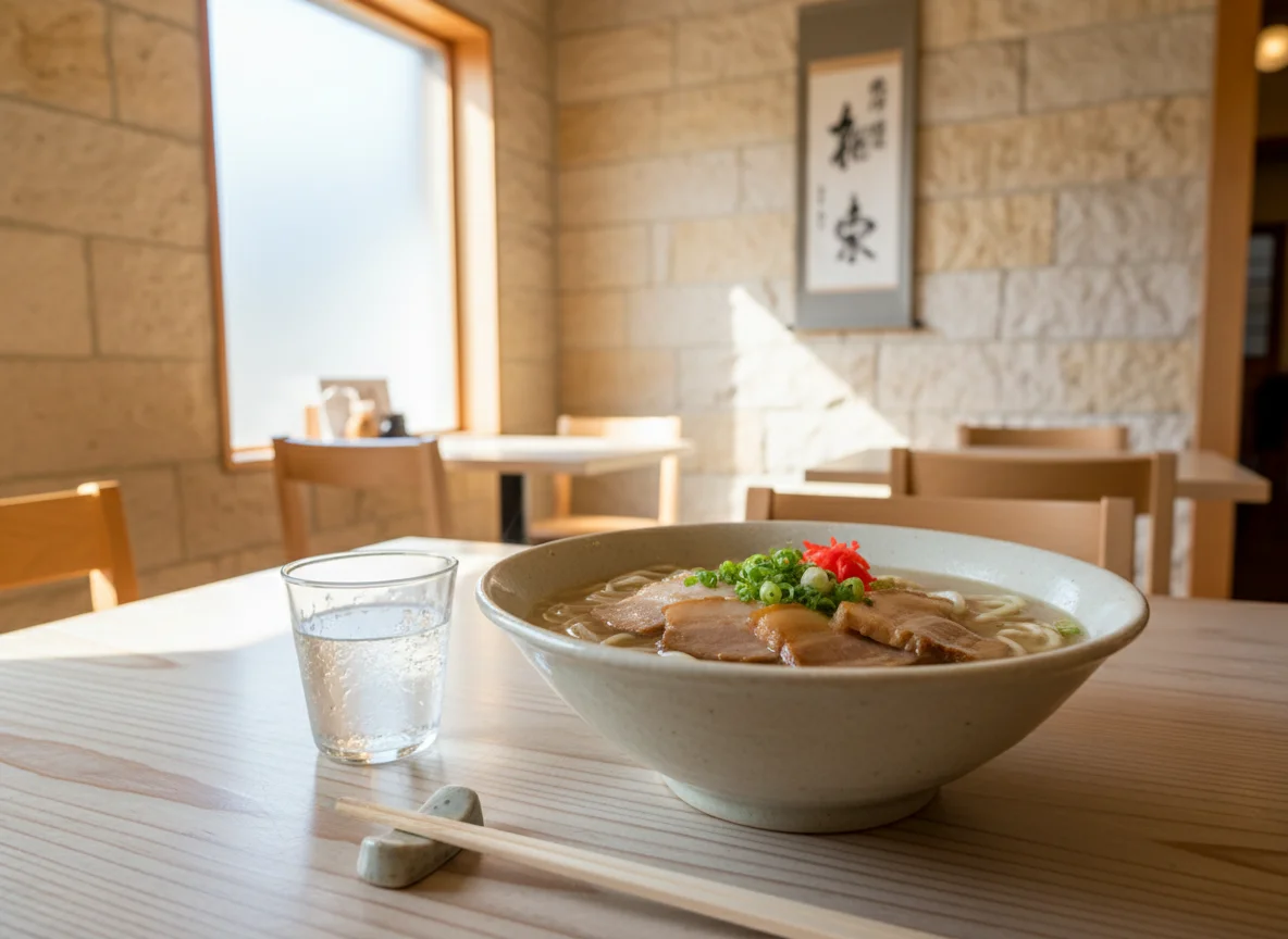オリオンビールのグラスと沖縄料理の小皿が並ぶテーブル